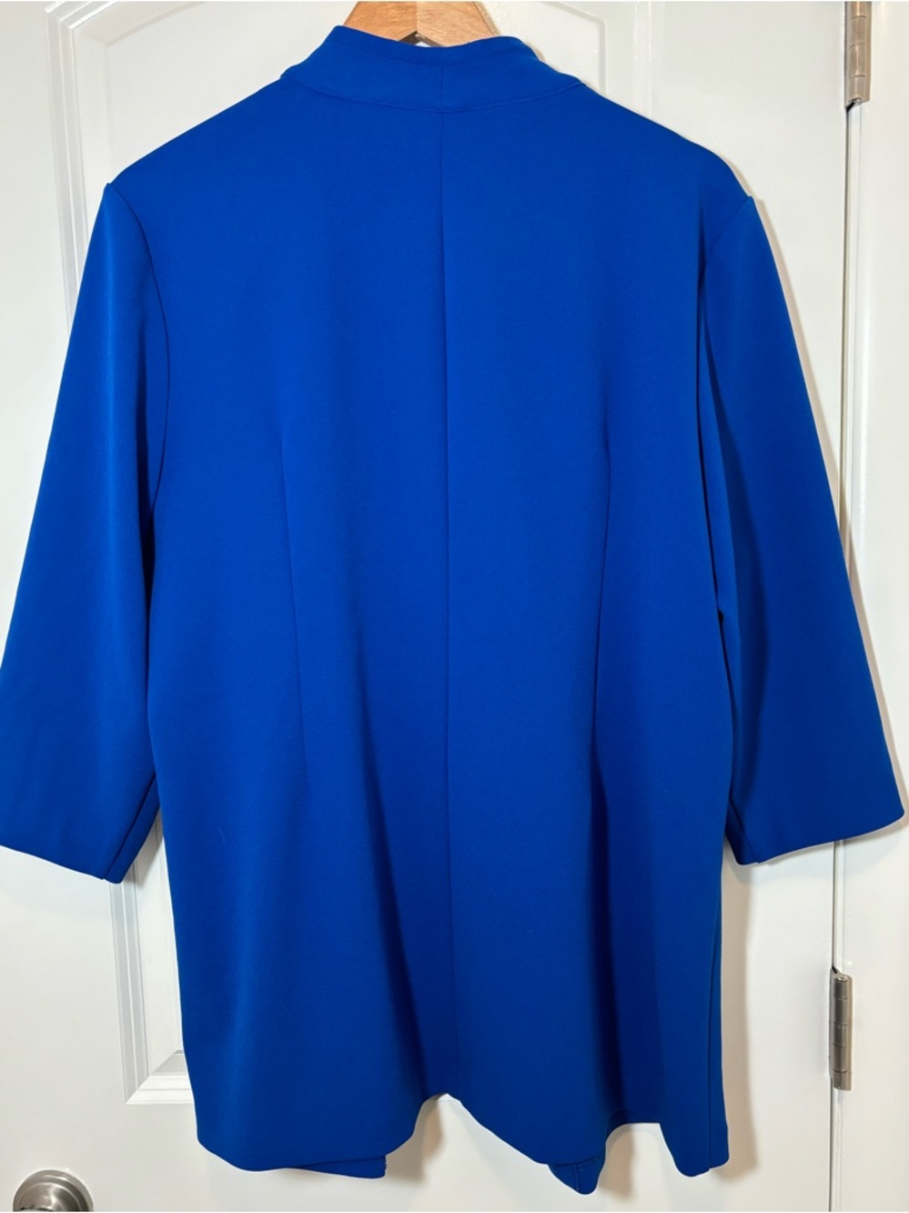 New York & Company Royal Blue Open Front 3/4 Sleeve Coat - Picture 2 of 3